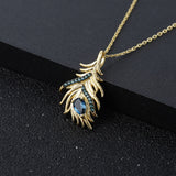 Spot Design London Blue Topaz 925 Silver Making Feather Series Jewelry Set