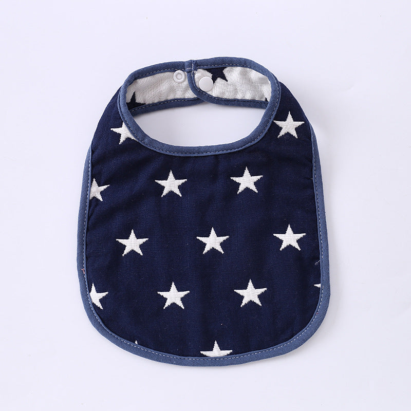 Summer Thin Pure Cotton Concealed Button 6-layer U-shaped Baby Gauze Bib
