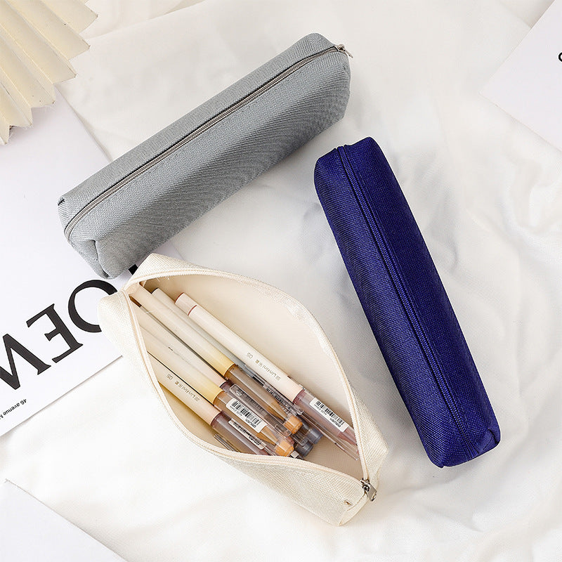 Simple Portable Stationery Case Monochrome Zipper Oxford Cloth Stationery Box