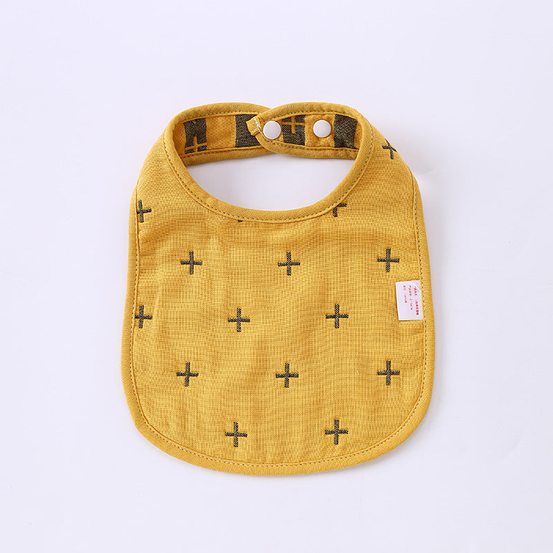Summer Thin Pure Cotton Concealed Button 6-layer U-shaped Baby Gauze Bib