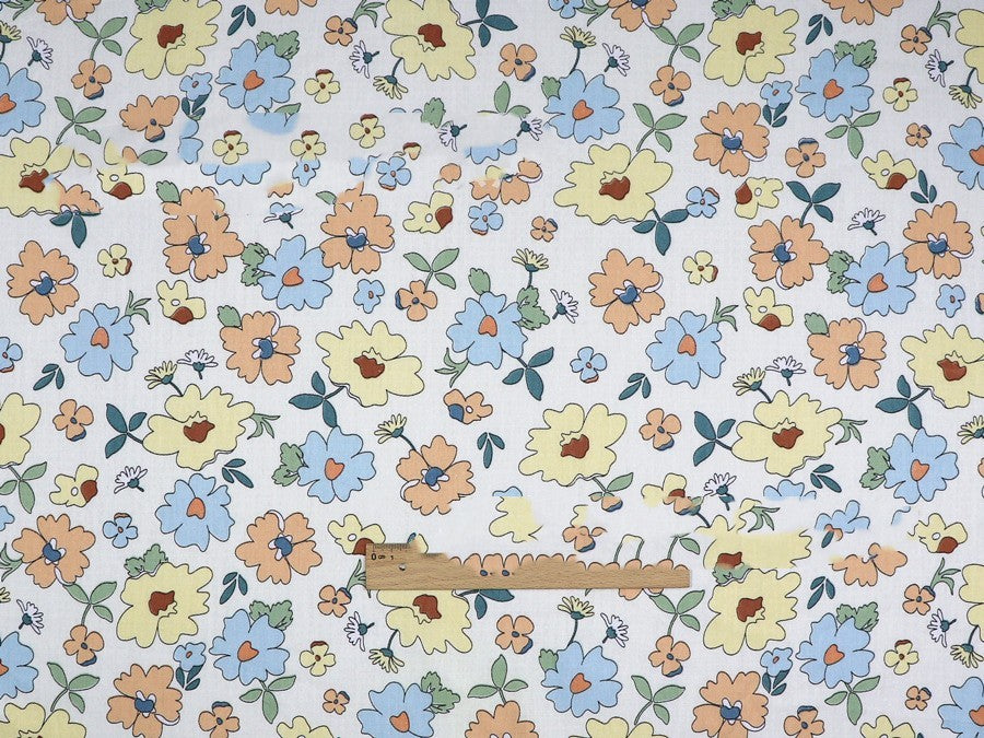 Plant Flowers Small Clear Floral Cotton Fabric