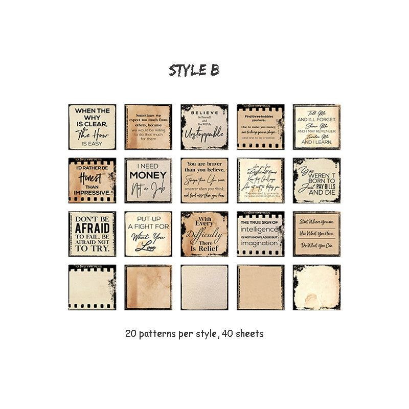 Mr.paper 40Pcs 8 stili Retro Time Travel Series Deco diario materiale adesivo Scrapbooking Planner cancelleria scuola decorativa