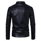 Мужское кожаное пальто, повседневная куртка с воротником-стойкой