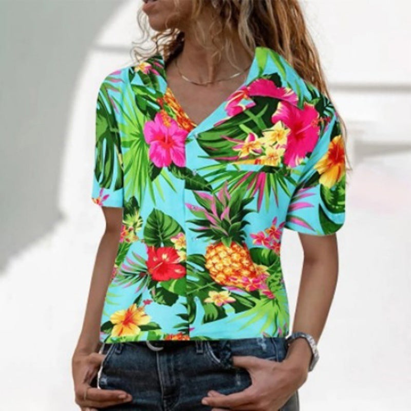 New Women's Printed Hawaiian Casual Ladies Shirt