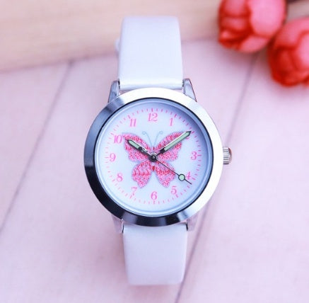 Children's Watches Kids Quartz Watch Student Girls Quartz-watch Cute Colorful Butterfly Dial Waterproof Watch 