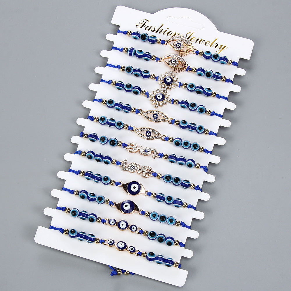 Gem Vintage Geometric Sapphire Blue Beaded Beading Bracelet