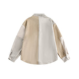 Замшевая куртка с длинными рукавами в стиле пэчворк с неровным контрастным цветом