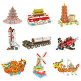 Wood Building Model Puzzles Toy 3d Three-dimensional Puzzle Board