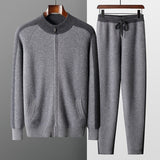 New Thickened Casual Sports Cashmere Men's Half Turtleneck Zipper Knitted Cardigan Suit