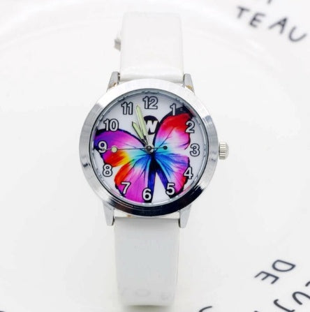 Children's Watches Kids Quartz Watch Student Girls Quartz-watch Cute Colorful Butterfly Dial Waterproof Watch 