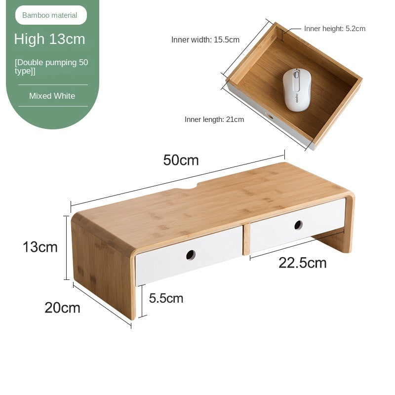 Nan Bamboo Computer Monitor Booster Organizer