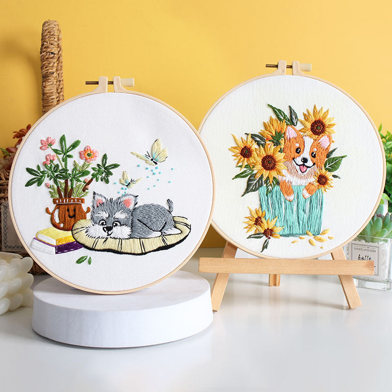 Dog Flower Handmade Material Package Fabric Embroidery