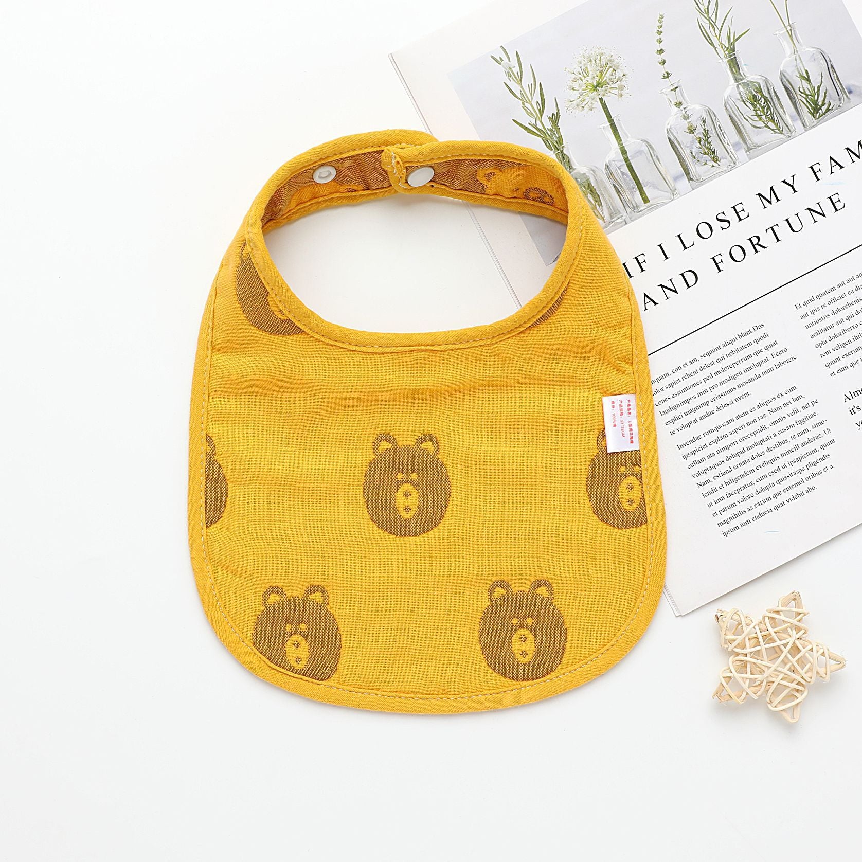 Summer Thin Pure Cotton Concealed Button 6-layer U-shaped Baby Gauze Bib
