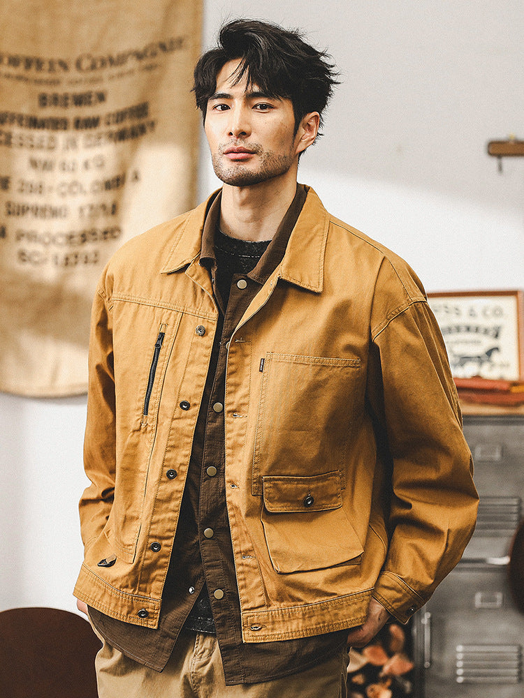 Retro Maillard Fishbone Workwear Jacket