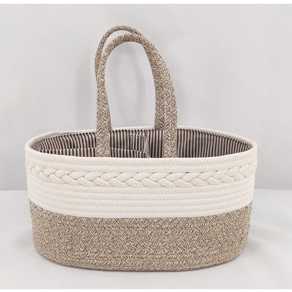 Diaper Caddy Organizer, Large Cotton Rope Nursery Baby Basket, Changing Table Organizer For Baby Diaper Storage, Portable Car Organizer With Removable Divider, Baby Shower Gifts