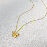 New Chinese Style Palace Style Filigree Butterfly Women's Necklace Ancient Style Alluvial Gold