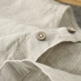 Casual Linen Men's Simple Round Neck 34 Sleeves Linen T-shirt Loose Breathable Top