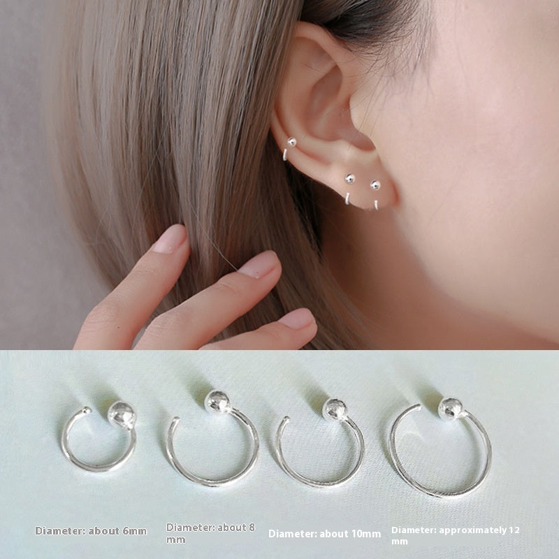 999 Sterling Silver Earrings Stud Earrings Female Cold Style Trendy Ear Bone Stud