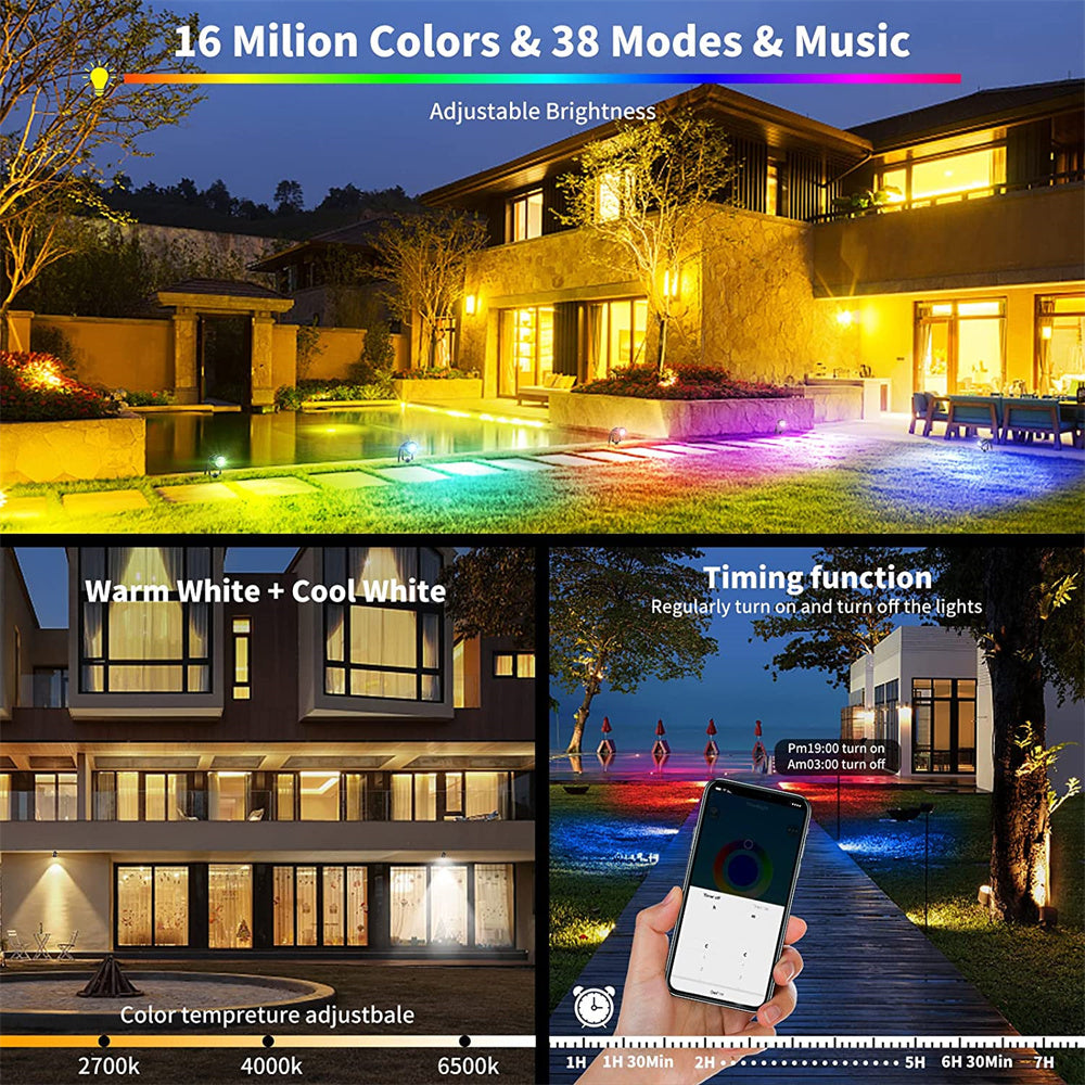 Bluetooth Lawn Lamp Ground Plug Projection Garden Courtyard