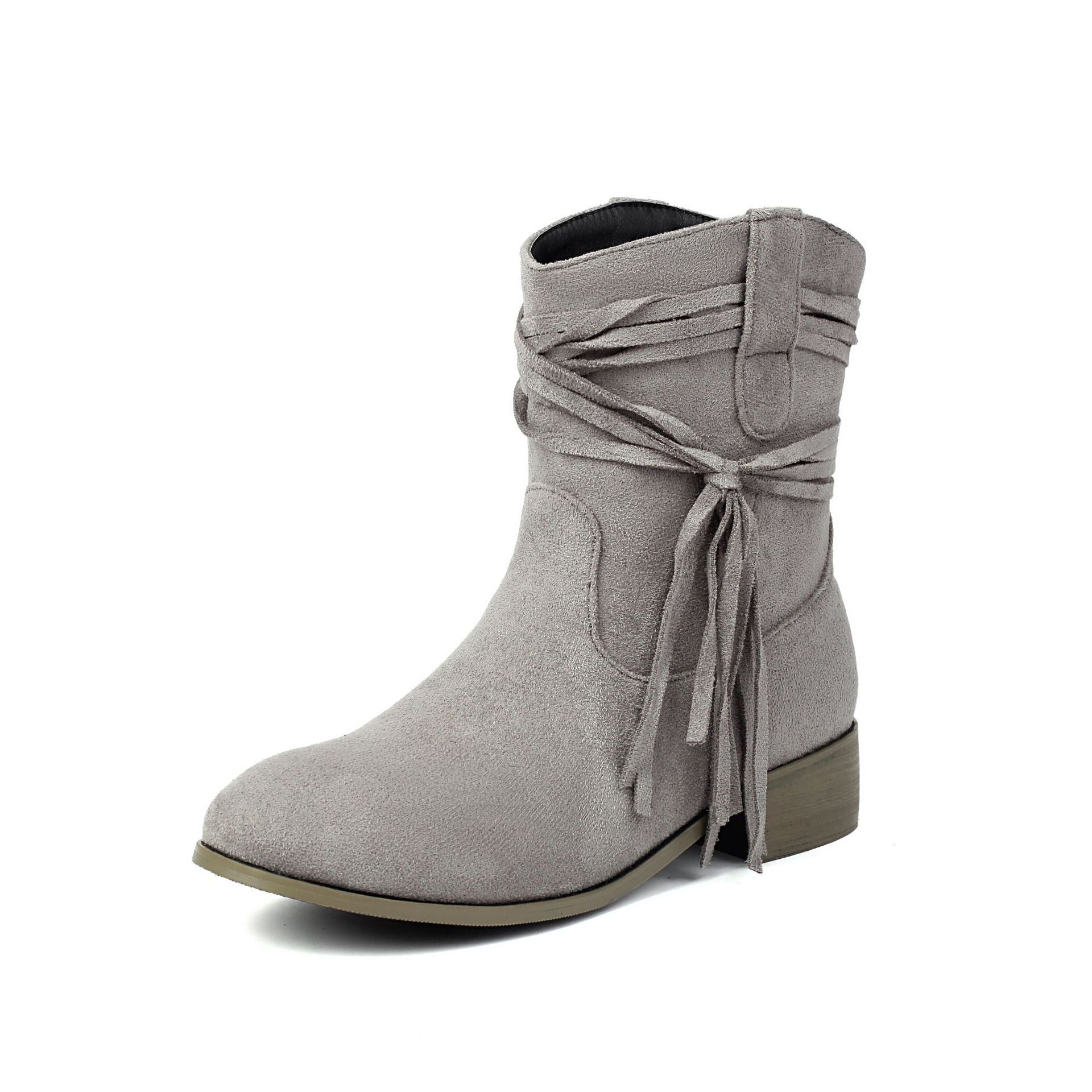 Short Boots Round Toe Foreign Trade Suede Tassel Women's Shoes