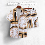 Gold Luxury Chain 3D Digital Printing Shirt Shorts Suit