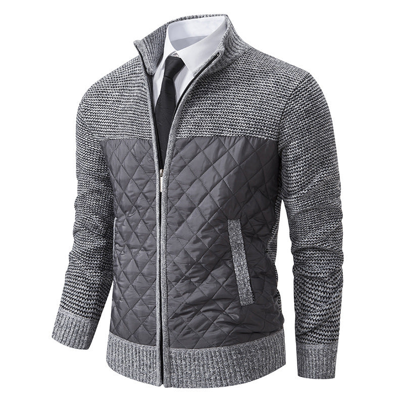 Men's Sweater Coat, Colored Zip-Up Stand-Up Collar Sweater