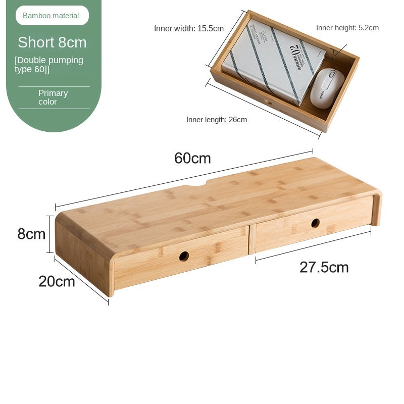 Nan Bamboo Computer Monitor Booster Organizer