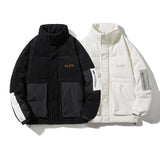 Retro Corduroy Down Jacket with Stand-up Collar, Men's Winter Loose and Warm