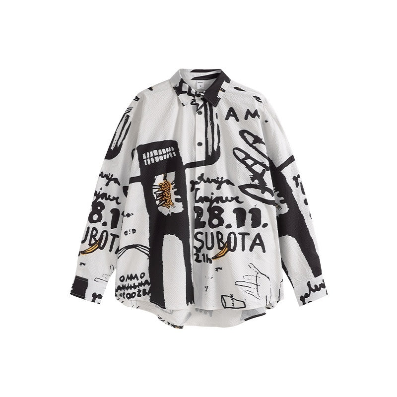 Graffiti Style Digital Printed Shirt Hand Painted Autumn Winter New