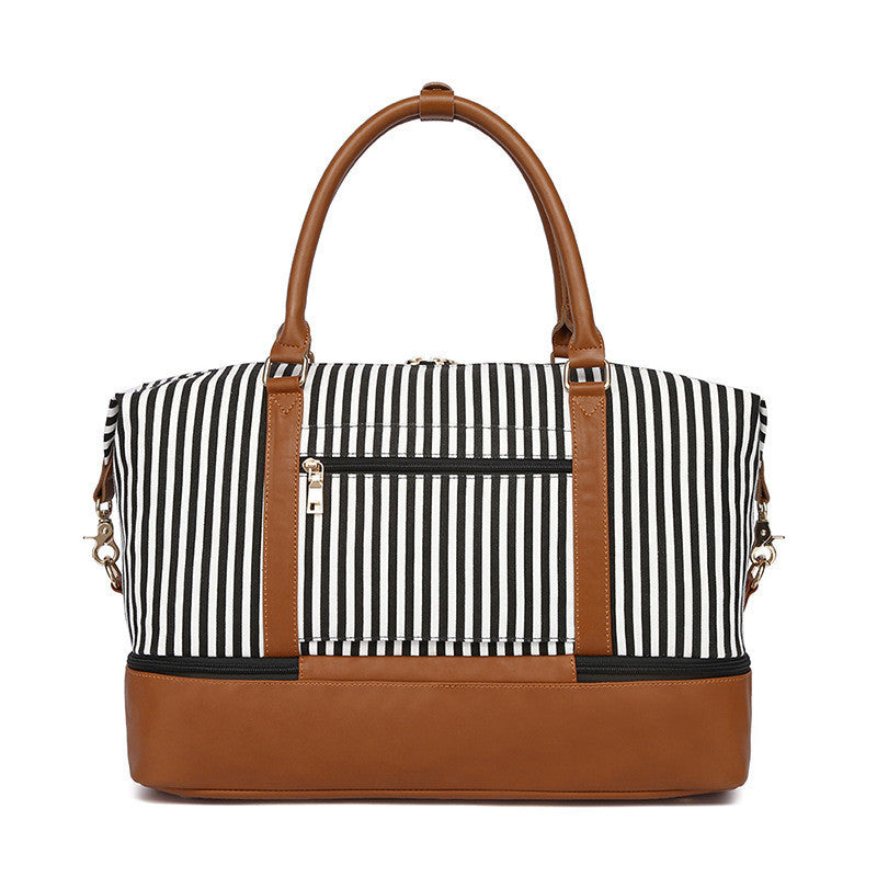 Women's Hand Striped Canvas Duffle Bag