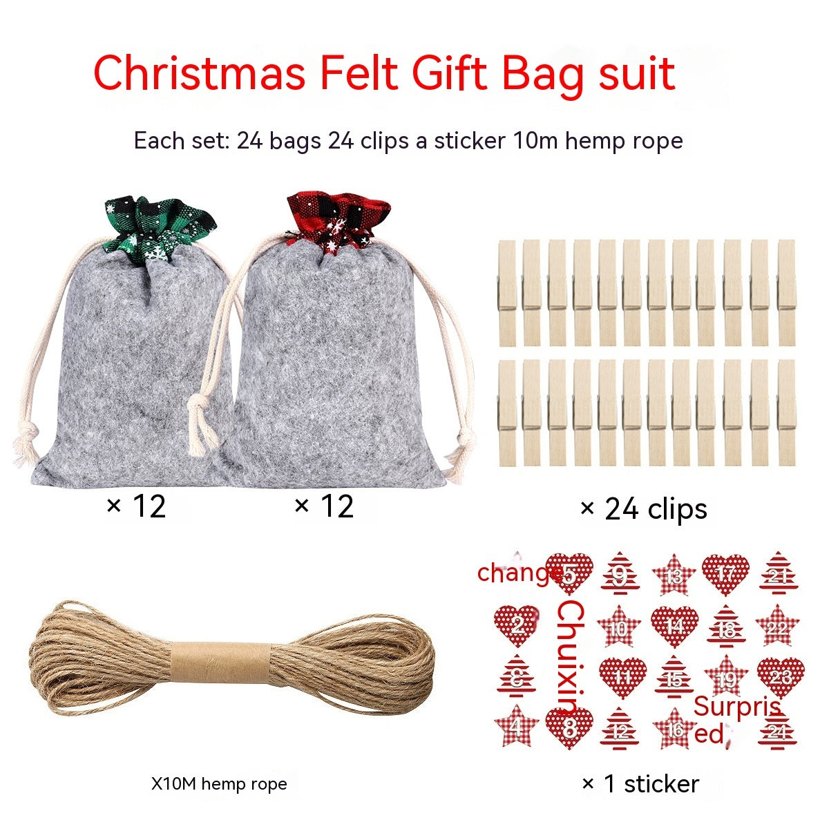 Felt Cloth Christmas Gift Bag Decoration Supplies Suit