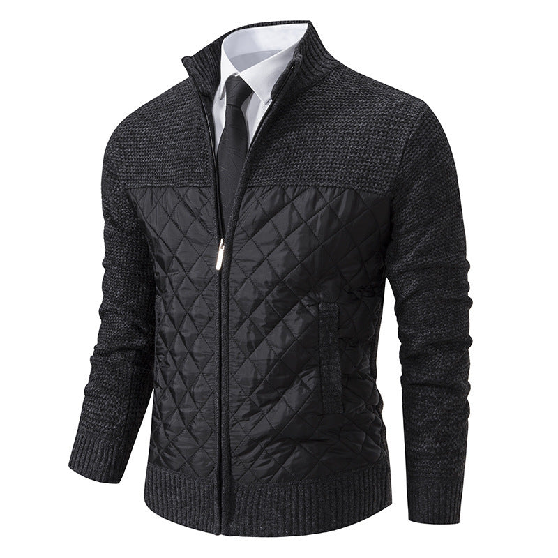Men's Sweater Coat, Colored Zip-Up Stand-Up Collar Sweater