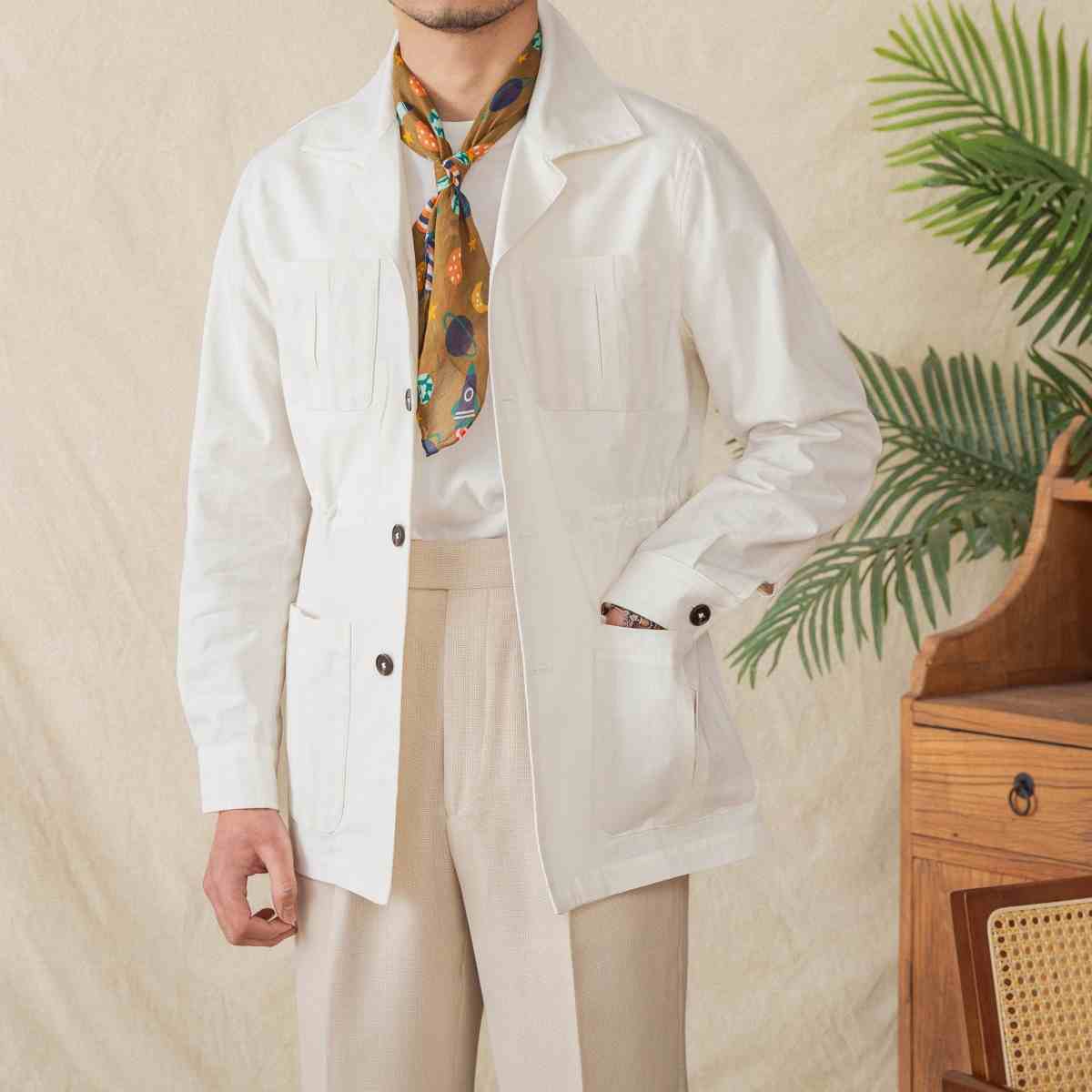 Повседневная легкая тонкая хлопковая куртка на шнурке с кубинским воротником в клетку