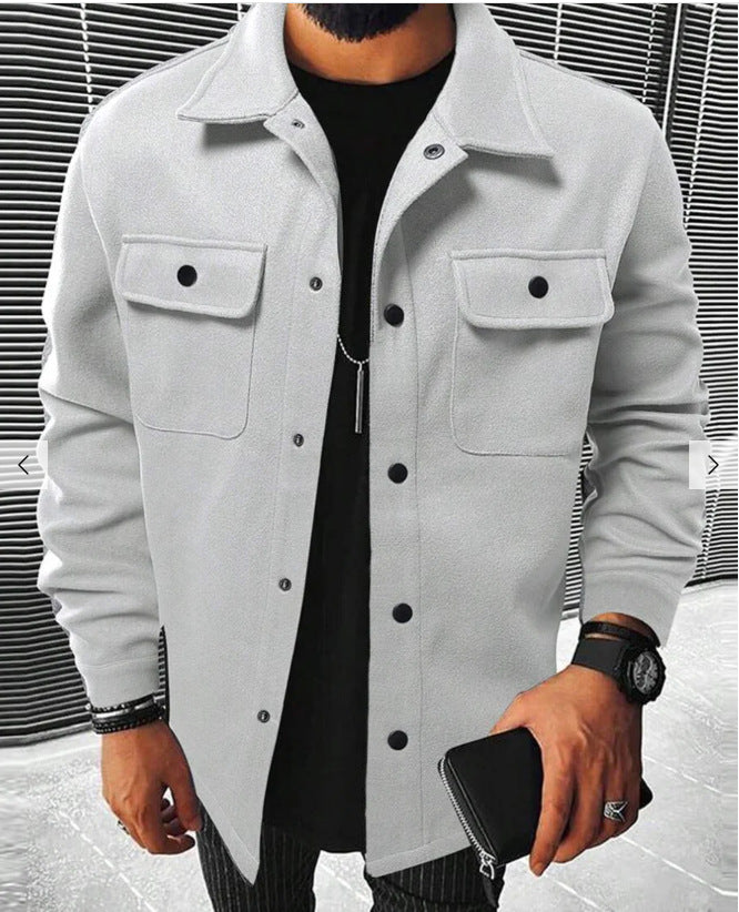 Осенняя клетчатая цифровая печать мужская повседневная рубашка с лацканами куртка пальто