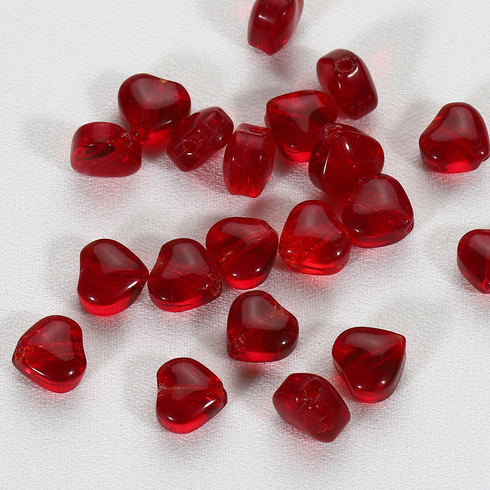 20 PCs Love Glass Spacer Aurora Transparent Czech Beads Perforated Beading Accessories