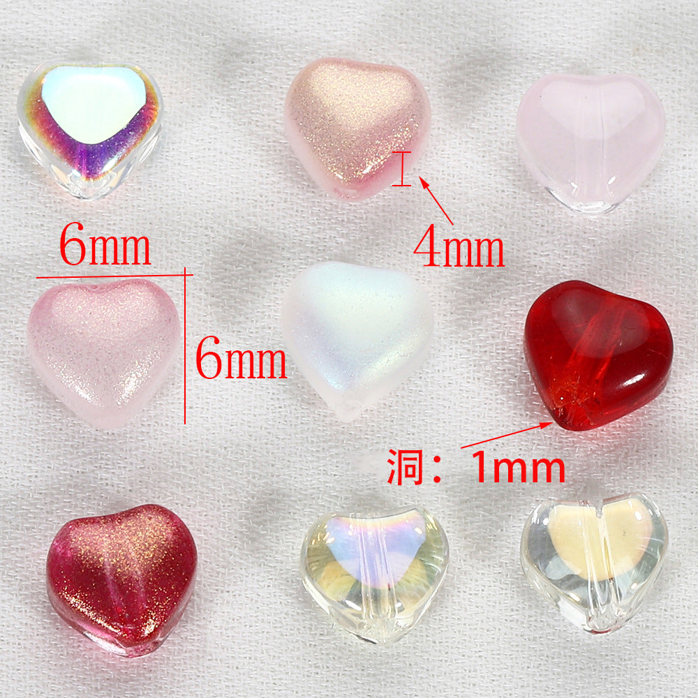 20 PCs Love Glass Spacer Aurora Transparent Czech Beads Perforated Beading Accessories