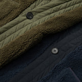 Мужская флисовая куртка в японском стиле в стиле ретро с V-образным вырезом контрастного цвета