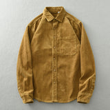 Men's Retro Loose Corduroy Long Sleeve Casual Cotton Shirt