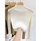 Mesh Lace Sweater Women's Half Turtleneck