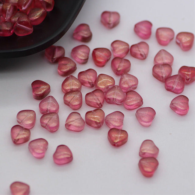 20 PCs Love Glass Spacer Aurora Transparent Czech Beads Perforated Beading Accessories