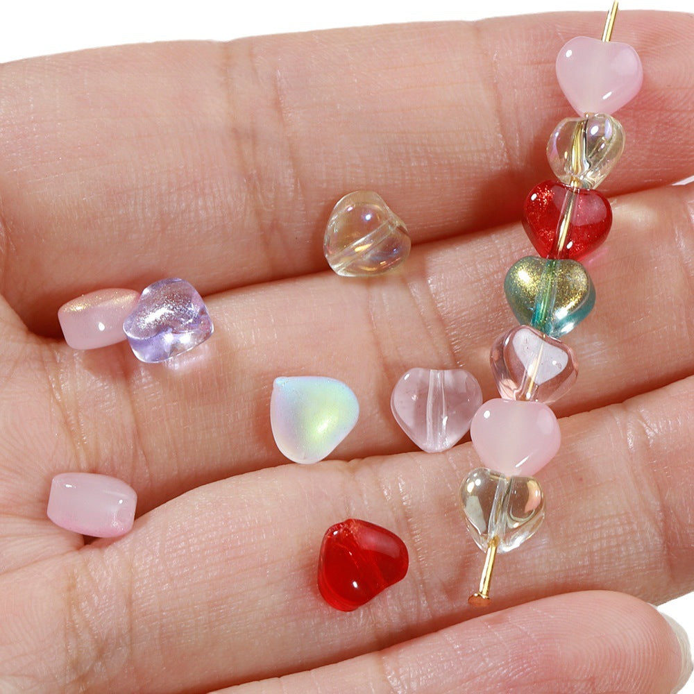 20 PCs Love Glass Spacer Aurora Transparent Czech Beads Perforated Beading Accessories