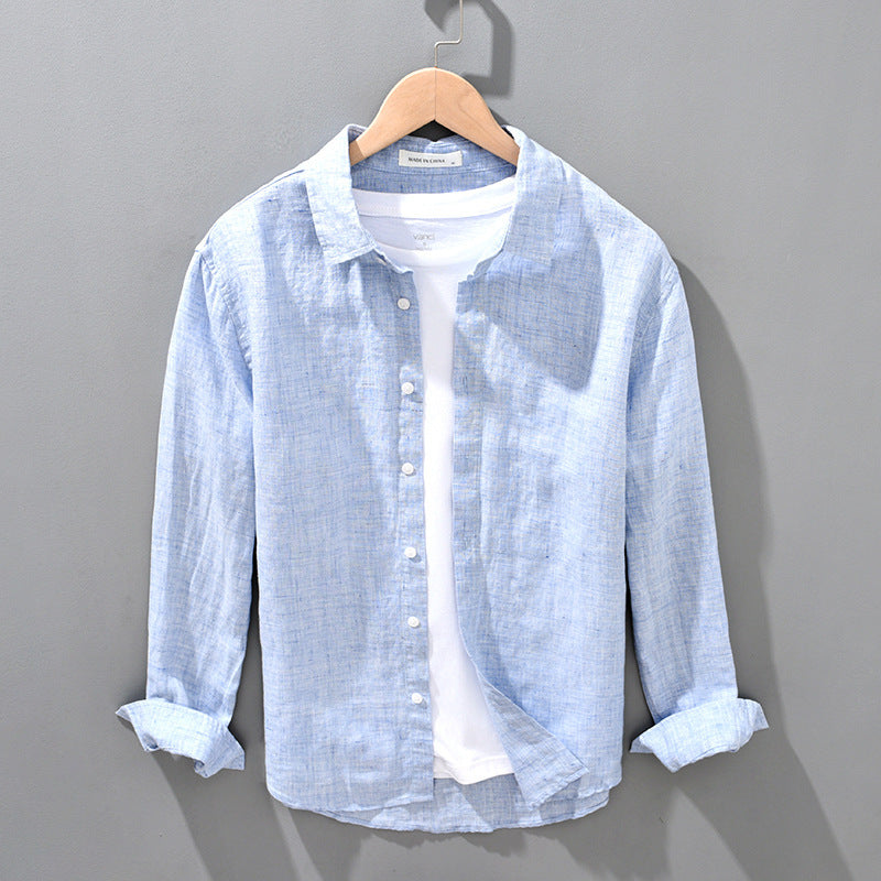 Linen breathable shirt plain loose men's