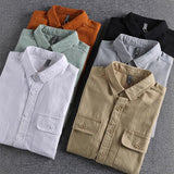 Simple Lapel Art Men's Workwear Shirt Washed Breathable Comfortable Versatile Youth Long Sleeve