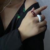 Copper-plated Gold Green Enamel Drip Glazed Inlaid Zirconium Ring