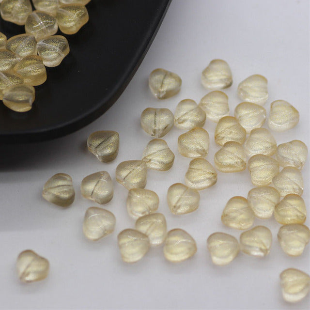 20 PCs Love Glass Spacer Aurora Transparent Czech Beads Perforated Beading Accessories