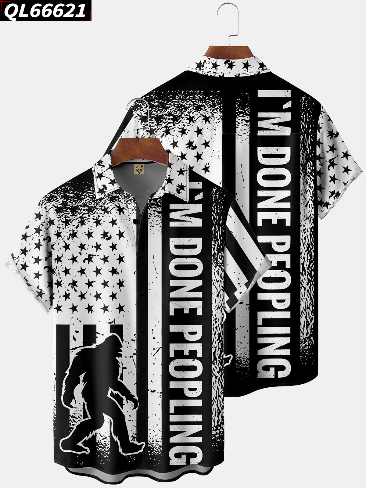 Creative 3D digital printing stylish loose short sleeve shirt
