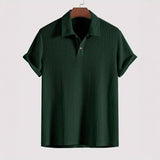 Men's Coat Lapel Rhombus Knit Casual Loose Short Sleeve Shirt