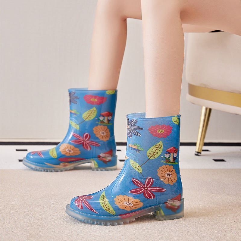 Women's Mid-High Tube Fashion Waterproof Shoes