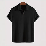 Men's Coat Lapel Rhombus Knit Casual Loose Short Sleeve Shirt