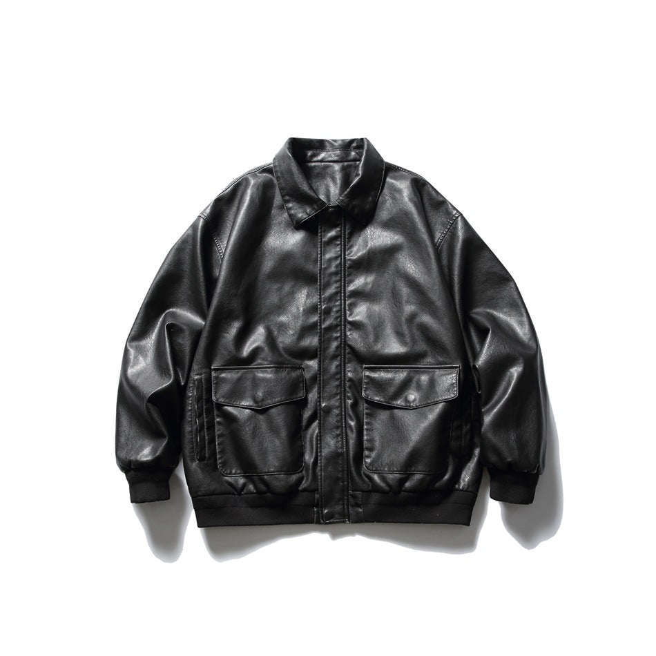 Свободные лацканы мотоциклетная кожаная куртка ретро потертая цветная PU кожаная куртка для мужчин